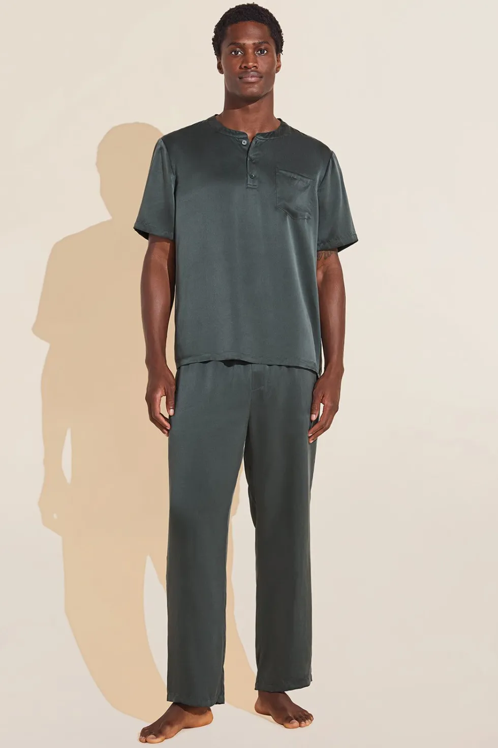 Charles Washable Silk Short Sleeve & Pant Pj Set-Eberjey New