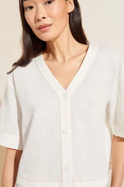 Crinkle Woven Short Sleeve Top & Short Set-Eberjey Discount
