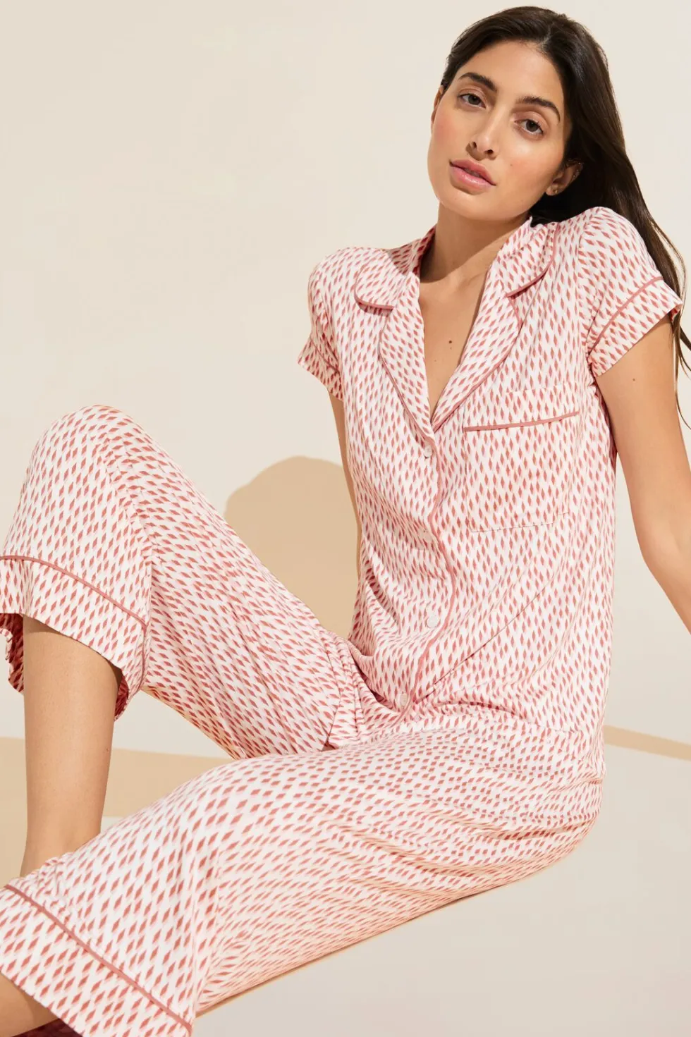 Gisele Printed Tencel Modal Short Sleeve Cropped Pj Set-Eberjey Sale