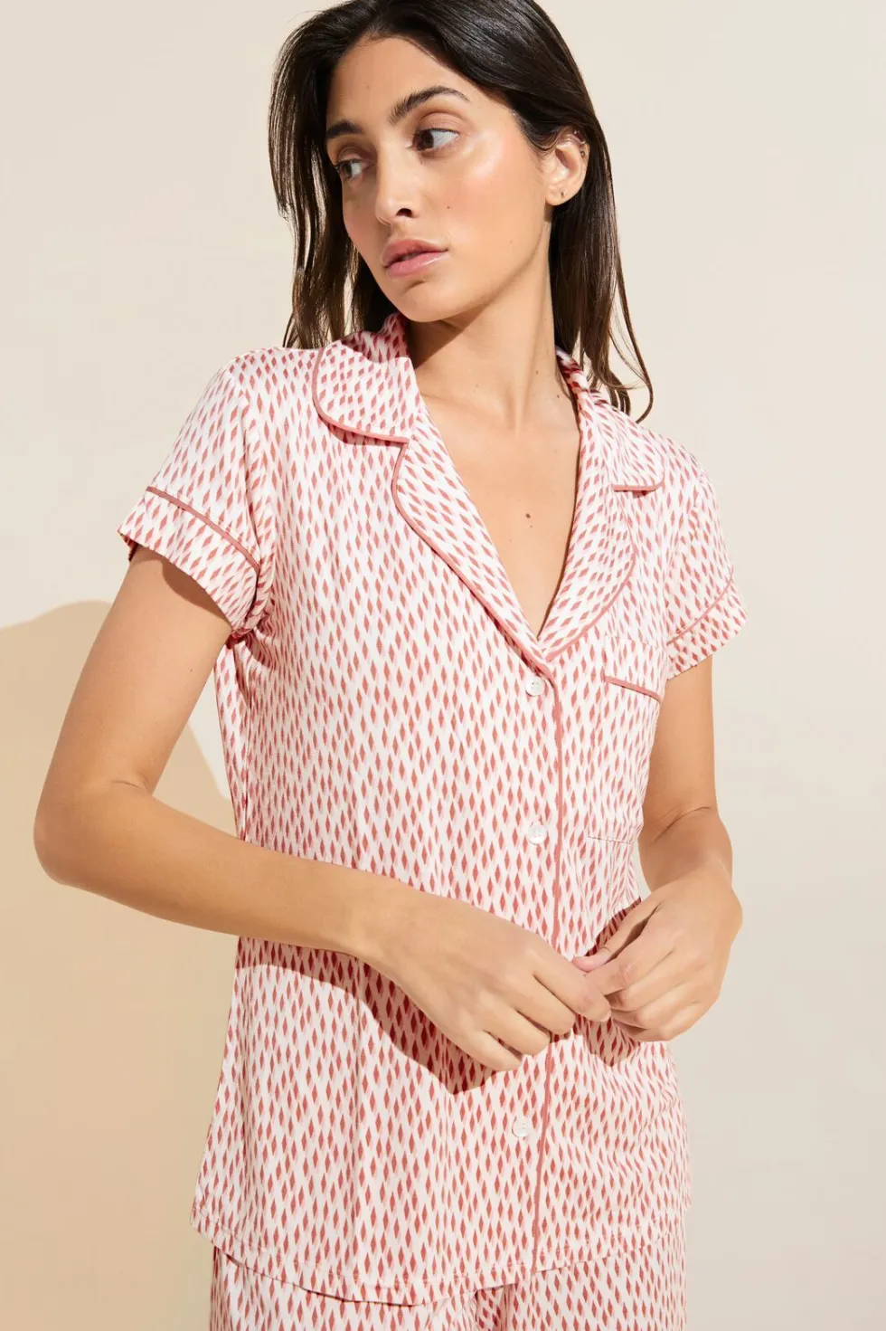 Gisele Printed Tencel Modal Short Sleeve Cropped Pj Set-Eberjey Sale