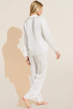 Inez Textured Washable Silk Long Pj Set-Eberjey Clearance