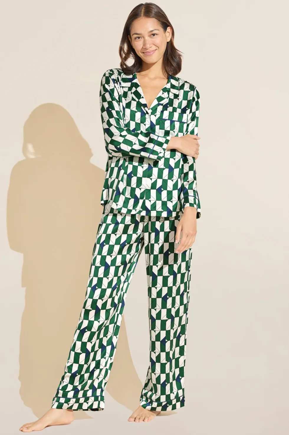 Inez Washable Silk Printed Long Pj Set-Eberjey New