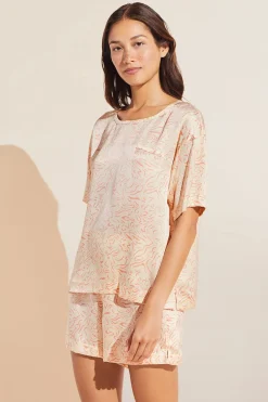 Inez Washable Silk Printed Short Sleeve Tee & Boxer Pj Set-Eberjey Hot