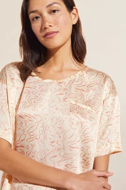 Inez Washable Silk Printed Short Sleeve Tee & Boxer Pj Set-Eberjey Hot