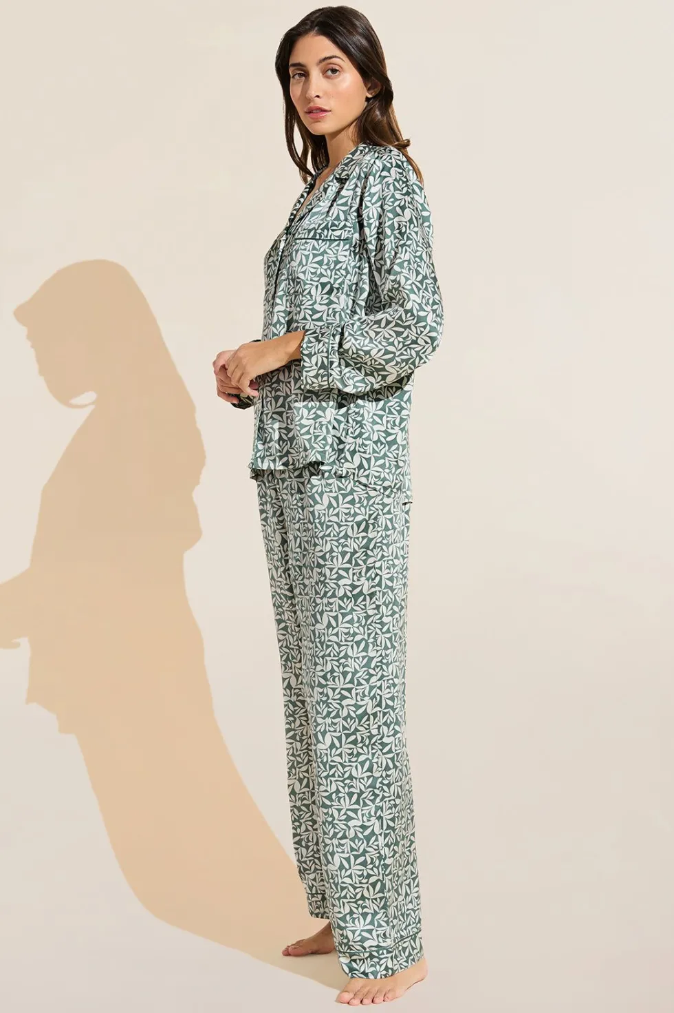 Inez Washable Silk Printed Long Pj Set-Eberjey Hot