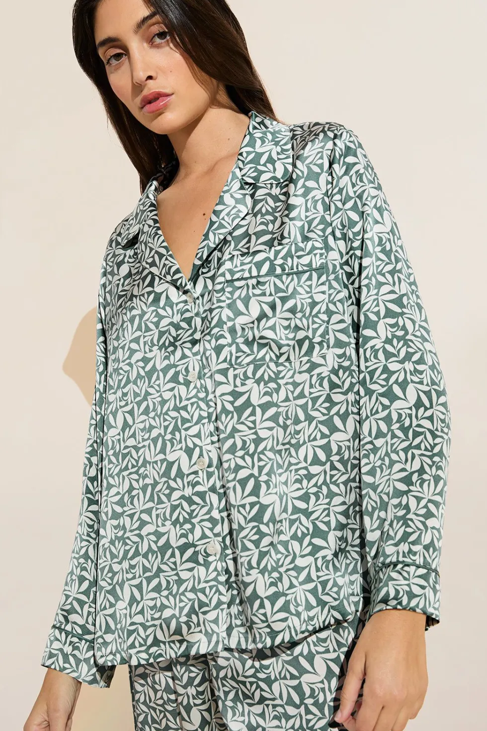 Inez Washable Silk Printed Long Pj Set-Eberjey Hot