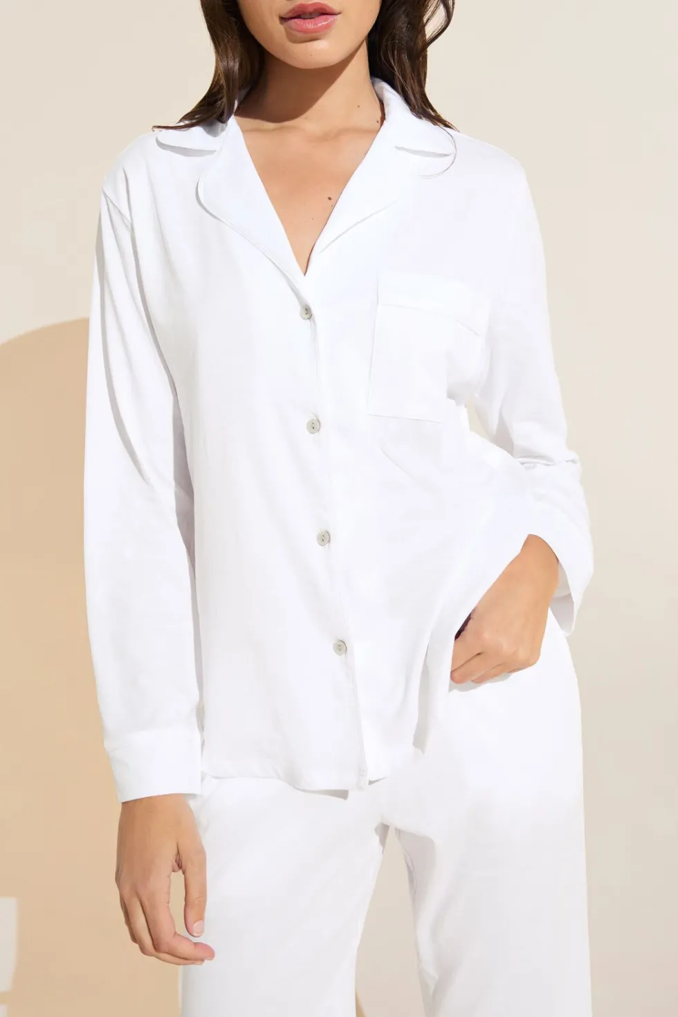 Organic Pima Cotton Notch Collar Top & Pant Pj Set-Eberjey New