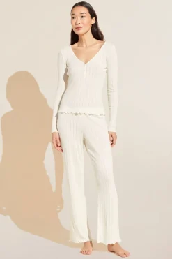 Pointelle V Neck Henley-Eberjey Clearance